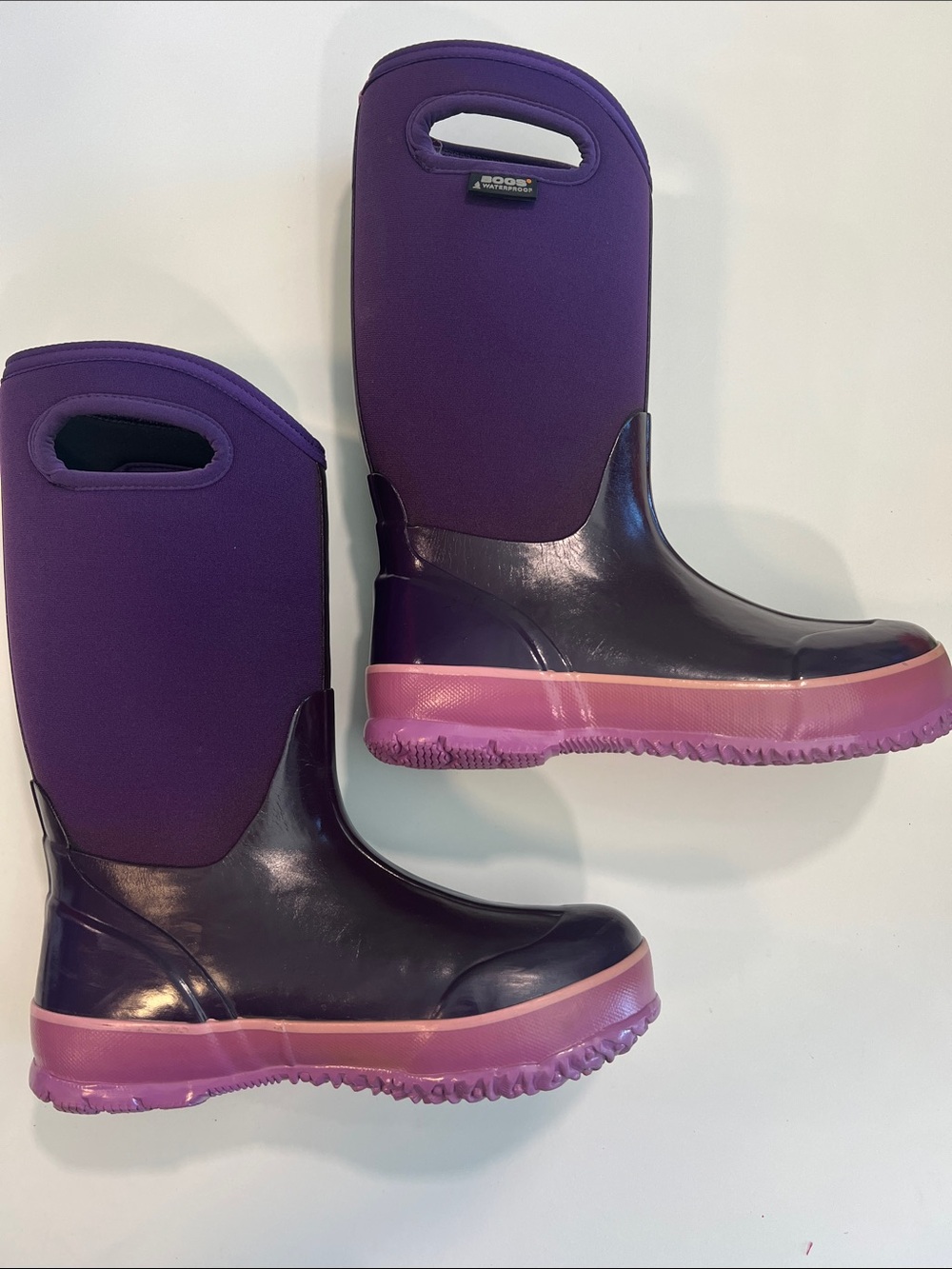 Bogs - Purple and‎ Pink, big kid 4, Neoprene Rain Boots